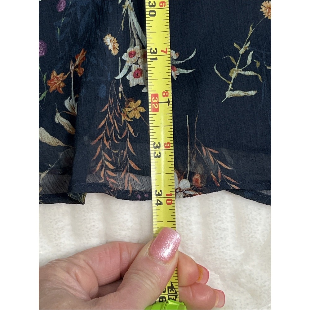 Maeve Anthropologie Skirt Size S Navy Floral Layered Ruffle Boho Feminine Summer - Picture 6 of 10